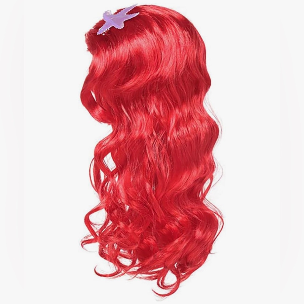 Vibrant Red Mermaid Wig for Kids